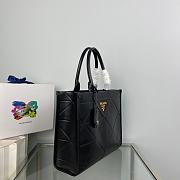Prada Medium Leather Handbag With Topstitching Black 35x27.5x11.5cm - 4
