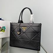 Prada Medium Leather Handbag With Topstitching Black 35x27.5x11.5cm - 5