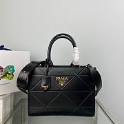 Prada Small Leather Handbag With Topstitching Black 30x23.5x9.5cm - 1