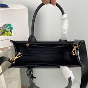 Prada Small Leather Handbag With Topstitching Black 30x23.5x9.5cm - 3