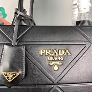 Prada Small Leather Handbag With Topstitching Black 30x23.5x9.5cm - 2