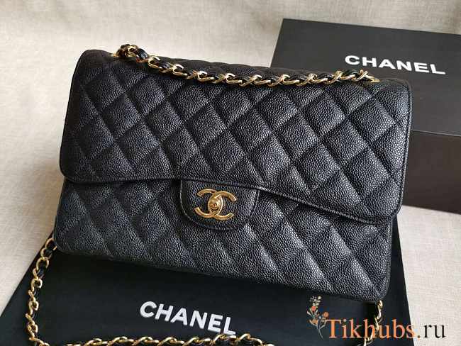 Chanel Flap Bag Caviar Gold Hardware GHW Jumbo Size 30 cm - 1