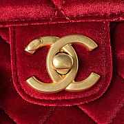 Chanel Small Flap Bag Velvet Gold Wine Red 20.5x17x6.5cm - 3