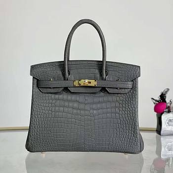 Hermes Birkin Matte Crocodile Gray Gold 30x24x15cm