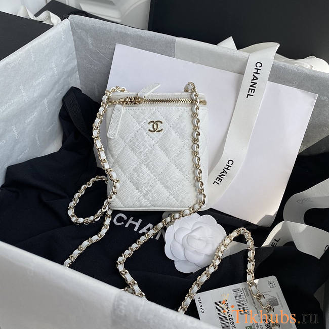 Chanel Vanity Case White Caviar 11.5x11x4.5cm - 1