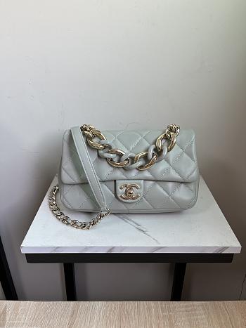 Chanel Flap Bag Lambskin Gold Gray 16 × 24 × 6 cm