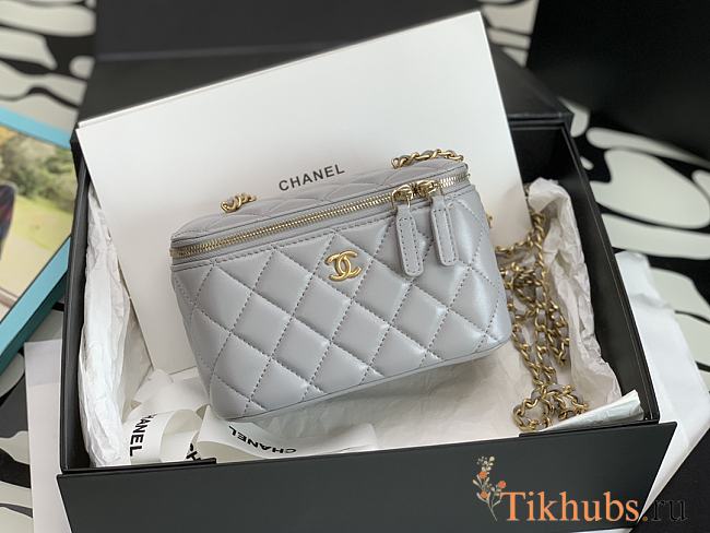 Chanel Vanity Gray Lambskin Gold 17cm - 1