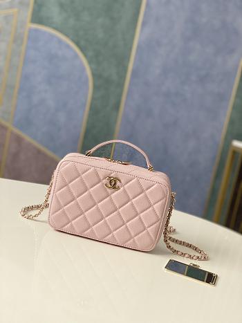 Chanel Vanity Case Caviar Gold Pink 18.5x12.5x6cm