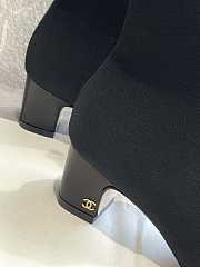 Chanel Shoes Elastic Knitting Ankle Black Boots  - 6