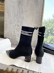 Chanel Shoes Elastic Knitting Ankle Black Boots  - 4