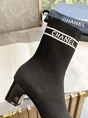 Chanel Shoes Elastic Knitting Ankle Black Boots  - 3