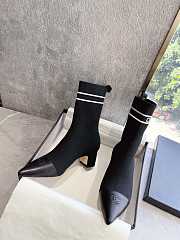 Chanel Shoes Elastic Knitting Ankle Black Boots  - 2