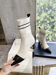 Chanel Shoes Elastic Knitting Ankle White Boots - 5