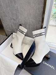 Chanel Shoes Elastic Knitting Ankle White Boots - 4