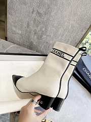 Chanel Shoes Elastic Knitting Ankle White Boots - 3