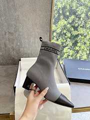 Chanel Shoes Elastic Knitting Ankle Gray Boots - 6