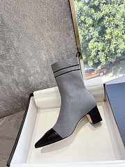 Chanel Shoes Elastic Knitting Ankle Gray Boots - 4
