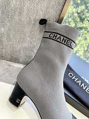 Chanel Shoes Elastic Knitting Ankle Gray Boots - 2