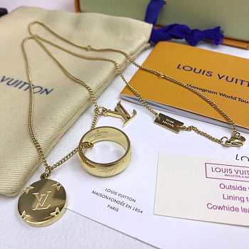 Louis Vuitton LV Monogram Charms Necklace Gold