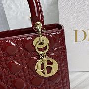 Dior Lady Patent Wine Red Gold 24 x 20 x 11cm - 4