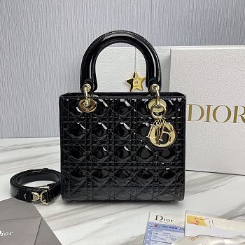 Dior Lady Patent Black Gold 24 x 20 x 11cm