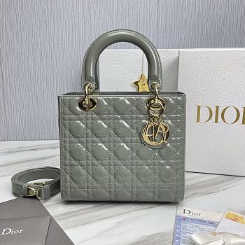 Dior Lady Patent Gray Gold 24 x 20 x 11cm