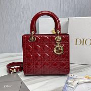 Dior Lady Patent Cherry Red Gold 24 x 20 x 11cm - 1