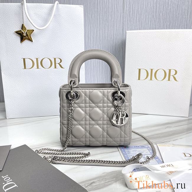 Dior Lady Mini Gray Silver 17x7x14cm - 1