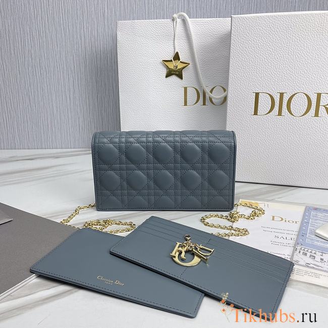 Dior Lady Pouch Blue Cannage Calfskin 22x12x5cm - 1