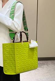 Fendi Sunshine Medium Acid Green Leather Shopper 35x31x17cm - 3