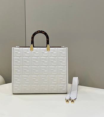 Fendi Sunshine Medium White Leather Shopper 35x31x17cm