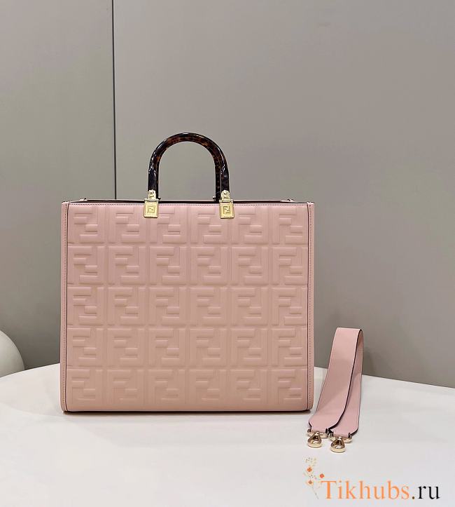Fendi Sunshine Medium Pink Leather Shopper 35x31x17cm - 1