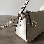 Valentino Garavani Grained Leather White Rockstud Bag 19x13x7cm - 5