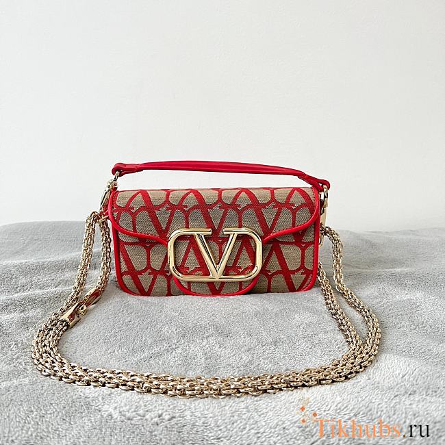 Valentino Small Loco Toile Iconographe Red Shoulder Bag 20x11x5cm - 1