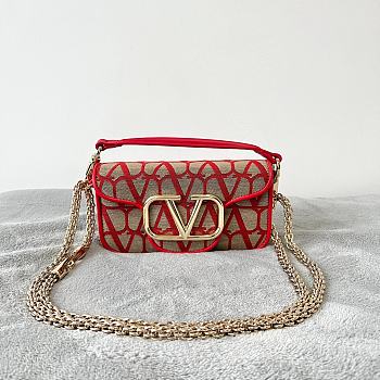 Valentino Small Loco Toile Iconographe Red Shoulder Bag 20x11x5cm