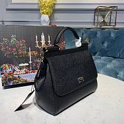 Dolce & Gabbana Medium Sicily Handbag In Dauphine Leather Black 25x20x12cm - 4