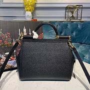Dolce & Gabbana Medium Sicily Handbag In Dauphine Leather Black 25x20x12cm - 3