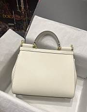 Dolce & Gabbana Medium Sicily Handbag In Dauphine Leather White 25x20x12cm - 3