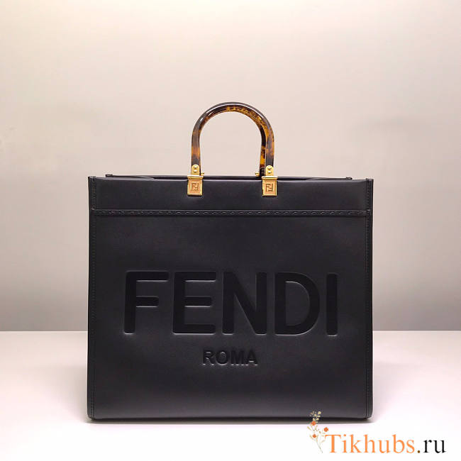 Fendi Sunshine Large Black Leather Shopper 40.5x21.5x35cm - 1