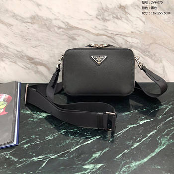 Prada Brique Bag Black Saffiano Leather 19x12.5x5.5cm