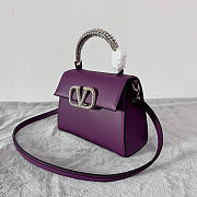 Valentino Small Vsling Grainy Calfskin Purple Handbag 22x17x9cm - 6