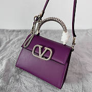 Valentino Small Vsling Grainy Calfskin Purple Handbag 22x17x9cm - 2
