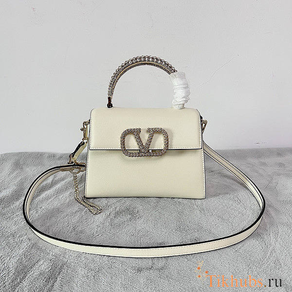 Valentino Small Vsling Grainy Calfskin White Handbag 22x17x9cm - 1