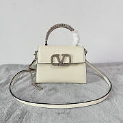 Valentino Small Vsling Grainy Calfskin White Handbag 22x17x9cm - 1