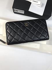 Chanel Long Wallet Zippy Black Gold Lambskin 19x10cm - 1