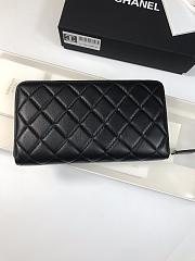 Chanel Long Wallet Zippy Black Gold Lambskin 19x10cm - 5