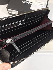 Chanel Long Wallet Zippy Black Silver Lambskin 19x10cm - 5