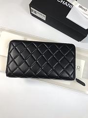 Chanel Long Wallet Zippy Black Silver Lambskin 19x10cm - 3