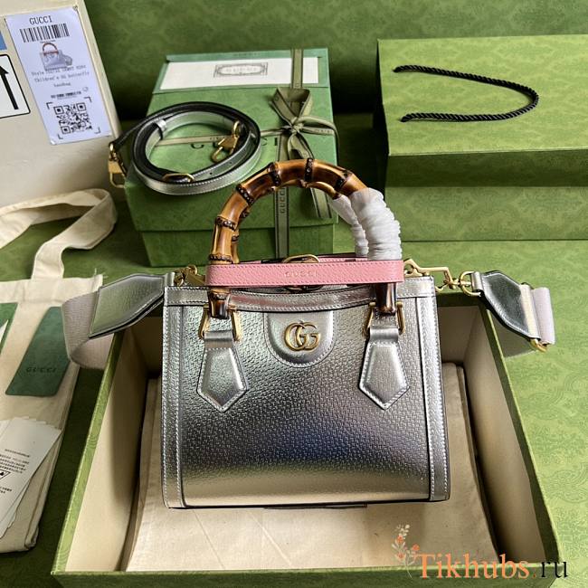 Gucci Diana Mini Tote Bag Silver 20x16x10cm - 1