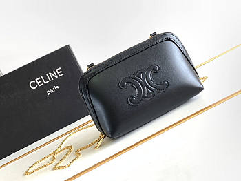 Celine Clutch On Chain Cuir Triomphe Smooth Black 16x11x8cm